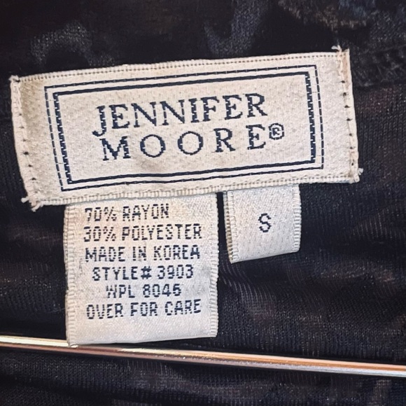 Jennifer Moore Sheer Lace and Velvet Romantic Goth Button Down Black Blouse Top - Picture 5 of 5